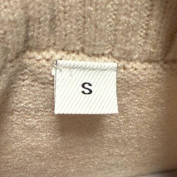 Shawl Collar Faux Wrap Lace Up Long Sleeve Sweater Tan Women’s Small - Picture 6 of 7